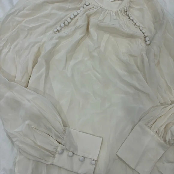 Veronica Beard Cream Blouse with Buttons - Picture 3 of 4